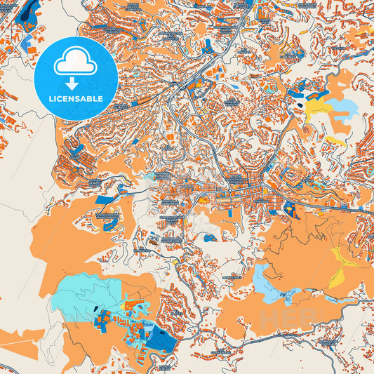 Colorful Nuestra Senora del Rosario de Baruta Street Map with Labels and Buildings