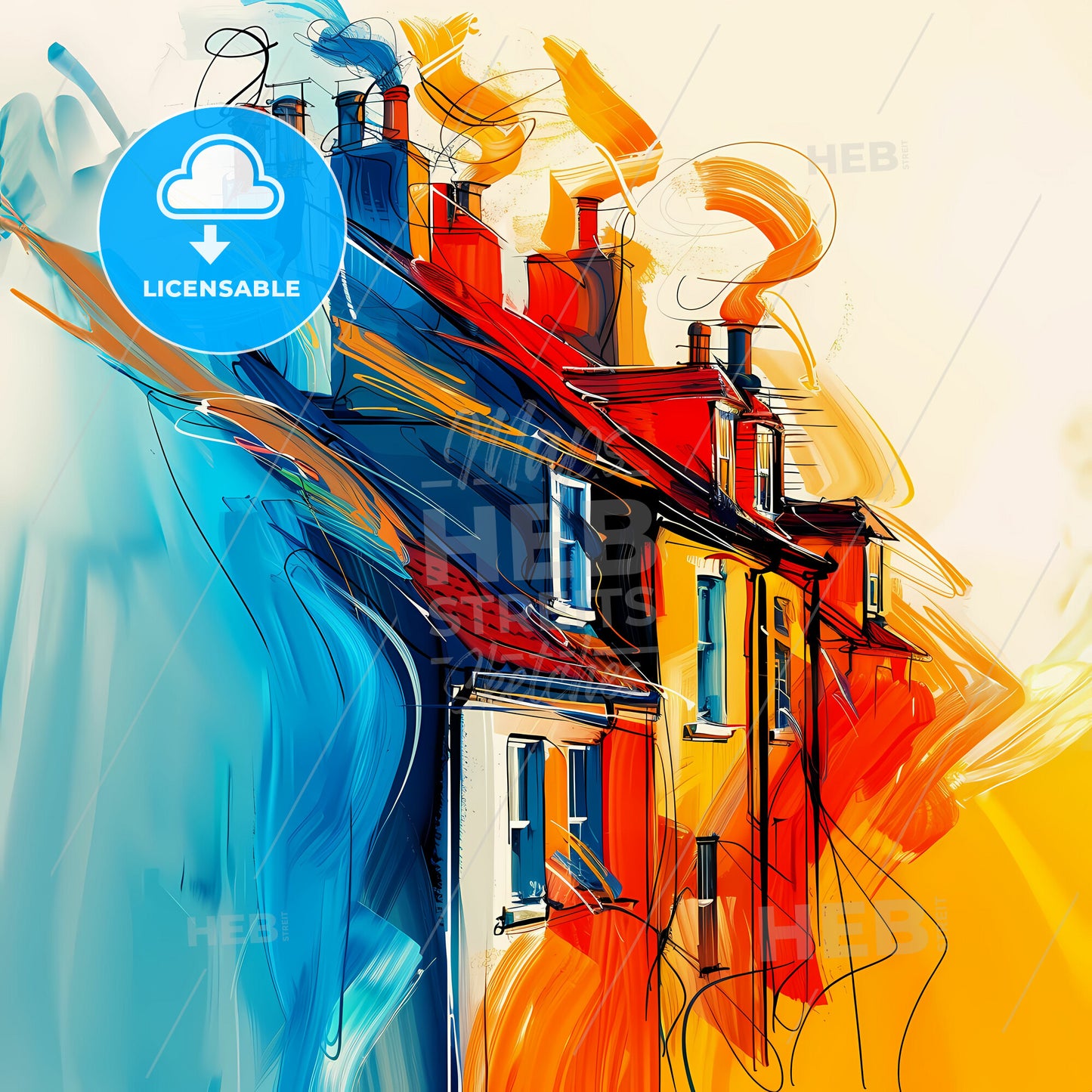 Vibrant Nuneaton, England - A Colorful House With Smoke Stacks