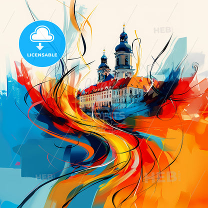 Vibrant Nürnberg, Germany - A Colorful Painting Of A Building