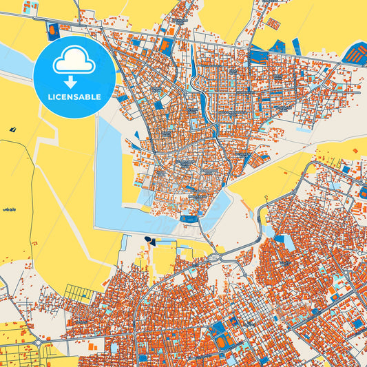 Colorful Nusaybin Street Map with Labels and Buildings