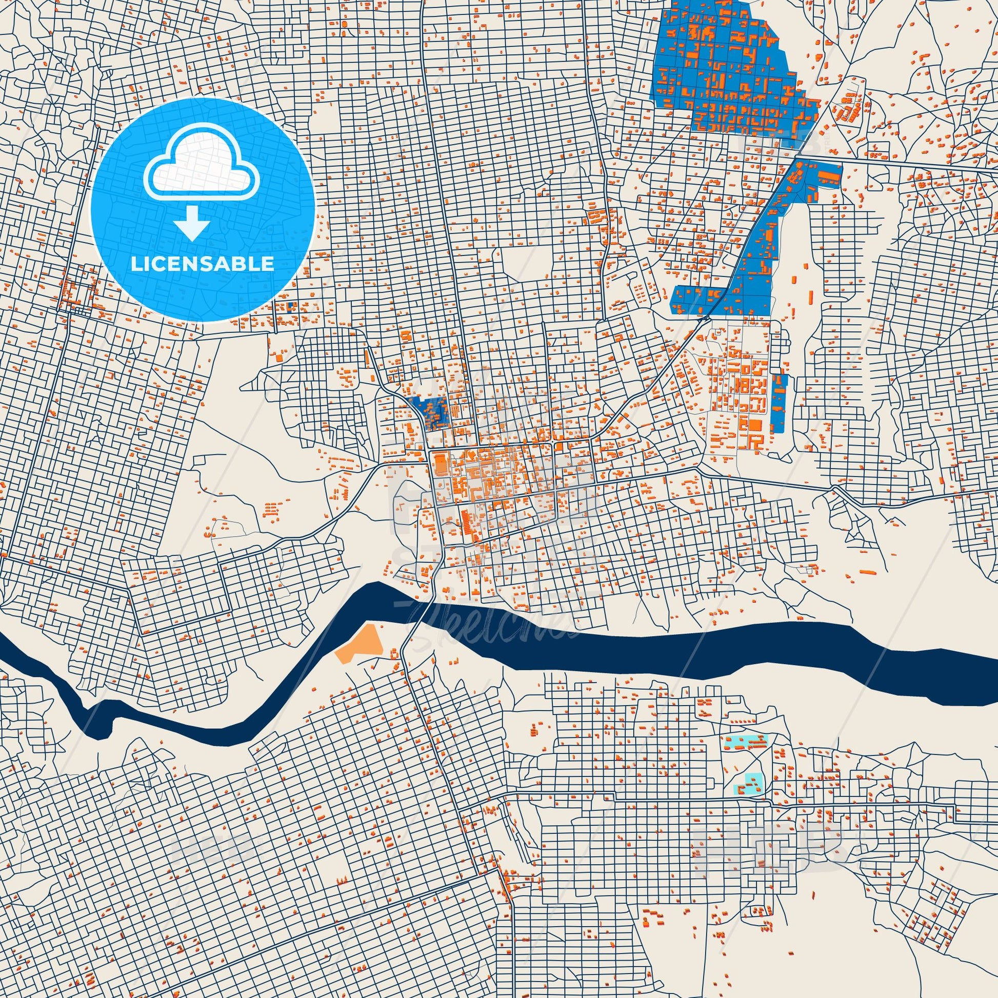 Colorful Nyala Street Map with Labels and Buildings