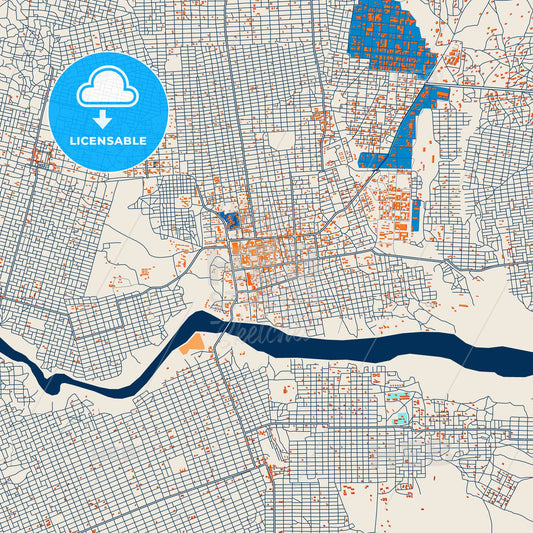 Colorful Nyala Street Map with Labels and Buildings