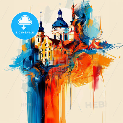 Vibrant Nyíregyháza, Hungary - A Painting Of A Building