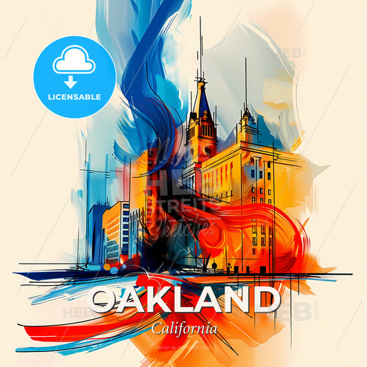 Vibrant Oakland, California - A Colorful Painting Of A City - Square format print template