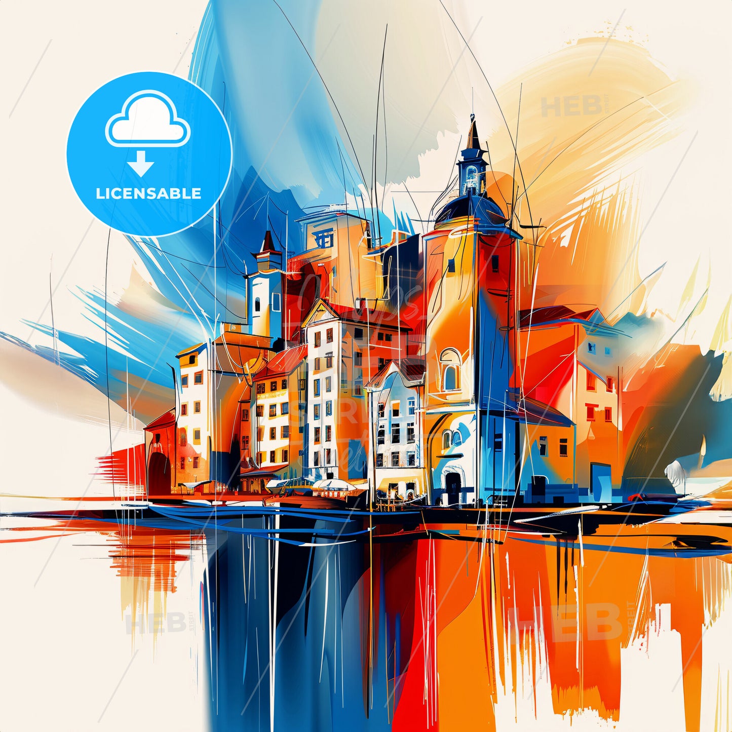 Vibrant Oakville, Canada - A Colorful Painting Of A City