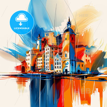 Vibrant Oakville, Canada - A Colorful Painting Of A City