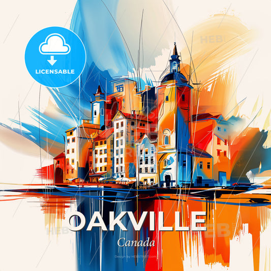 Vibrant Oakville, Canada - A Colorful Painting Of A City - Square format print template