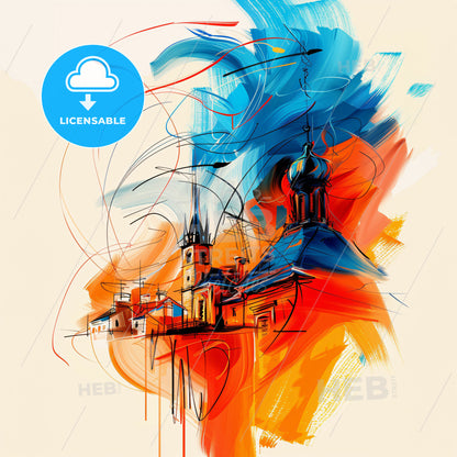 Vibrant Oakville, Canada - A Painting Of Buildings And Towers