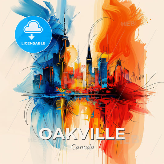 Vibrant Oakville, Canada - A Colorful Cityscape With A Few Towers - Square format print template