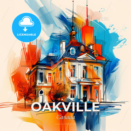 Vibrant Oakville, Canada - A Painting Of A House - Square format print template