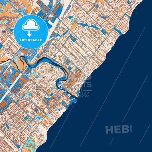 Colorful Oakville Street Map with Labels and Buildings