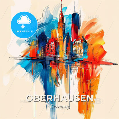 Vibrant Oberhausen, Germany - A Colorful Painting Of A City - Square format print template
