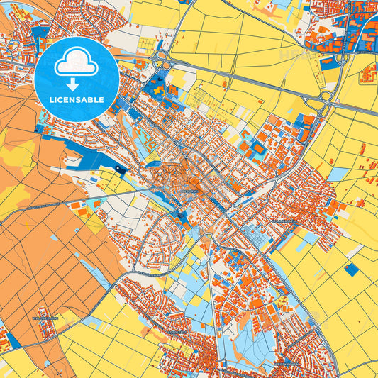 Colorful Oberursel (Taunus) Street Map with Labels and Buildings