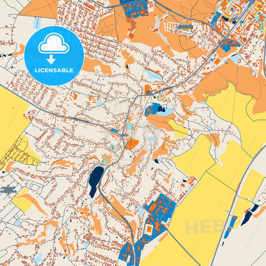 Colorful Obukhiv Street Map with Labels and Buildings