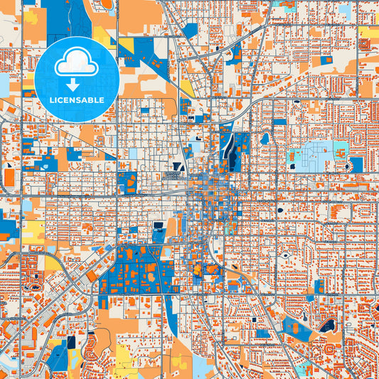 Colorful Ocala Street Map with Labels and Buildings