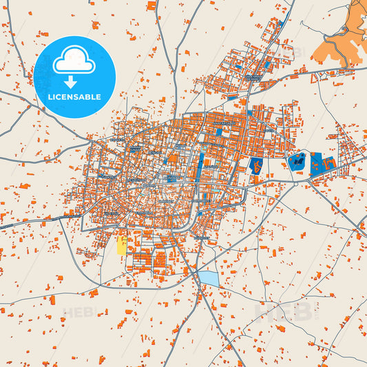 Colorful Ödemiş Street Map with Labels and Buildings