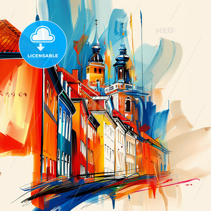 Vibrant Odense, Denmark - A Painting Of A City