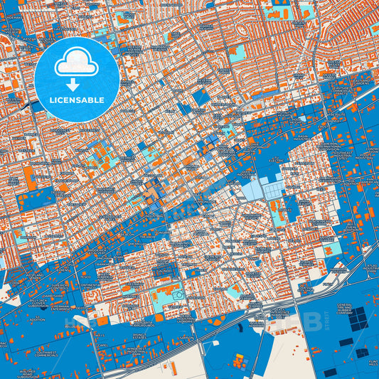 Colorful Odessa Street Map with Labels and Buildings