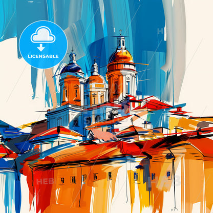 Vibrant Odessa, Texas - A Painting Of A Building With Domes