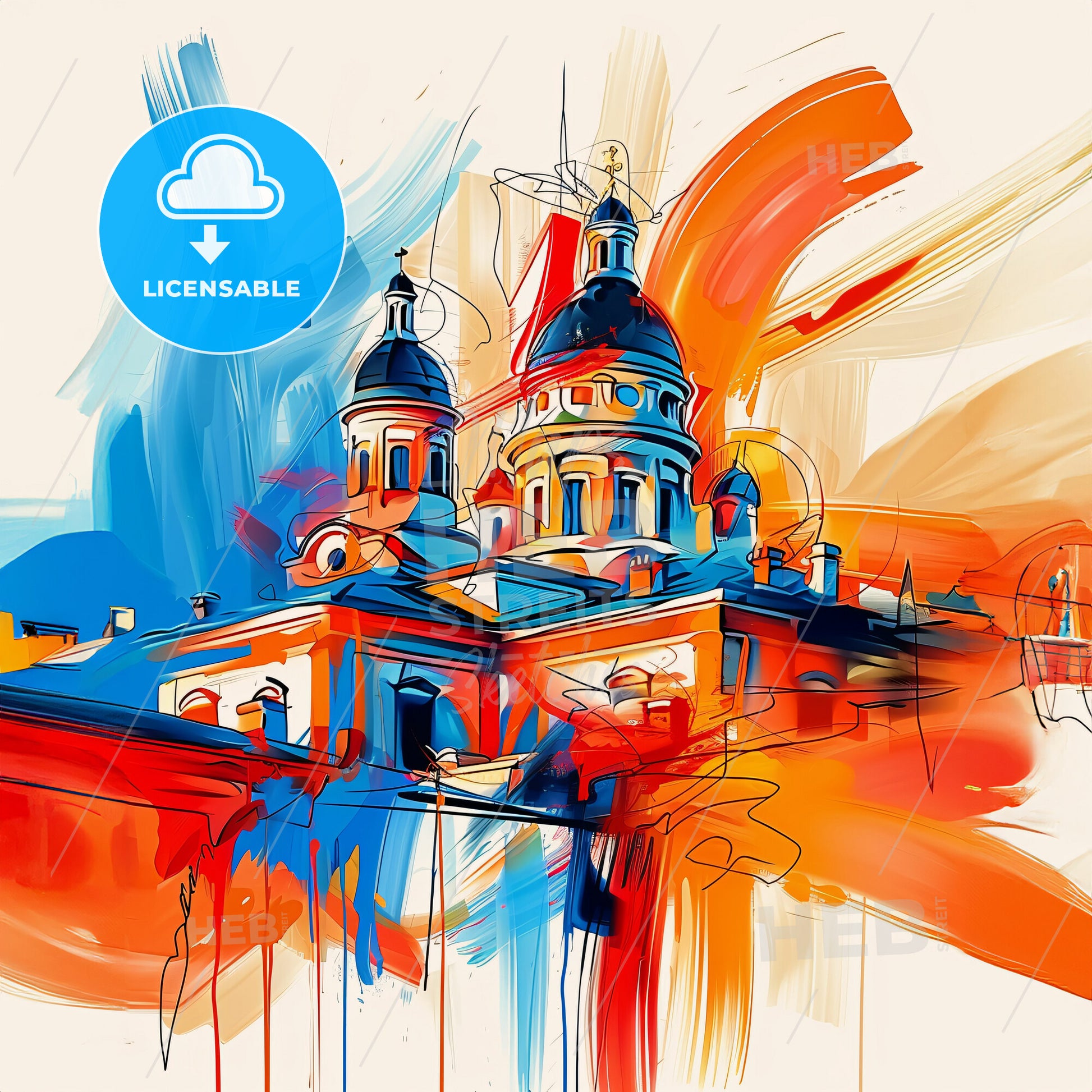 Vibrant Одеса, Ukraine - A Painting Of A Building With A Colorful Background