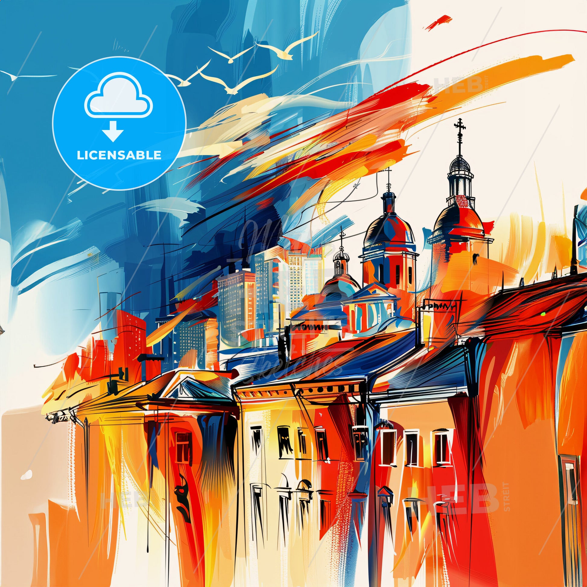 Vibrant Одеса, Ukraine - A Painting Of A City