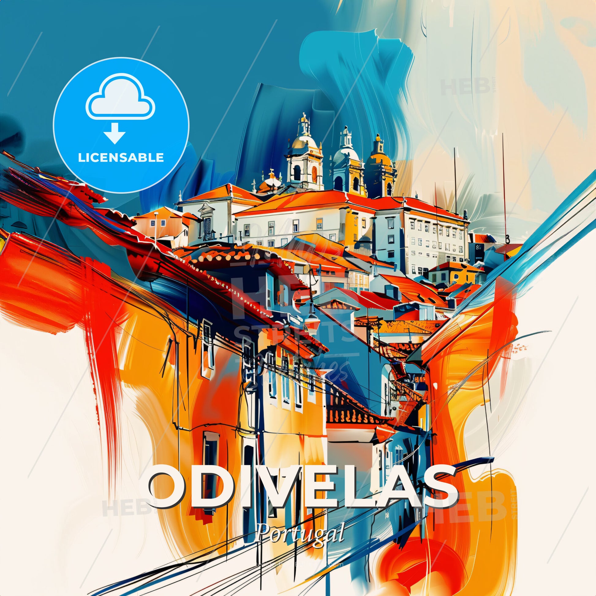 Vibrant Odivelas, Portugal - A Colorful Painting Of Buildings - Square format print template