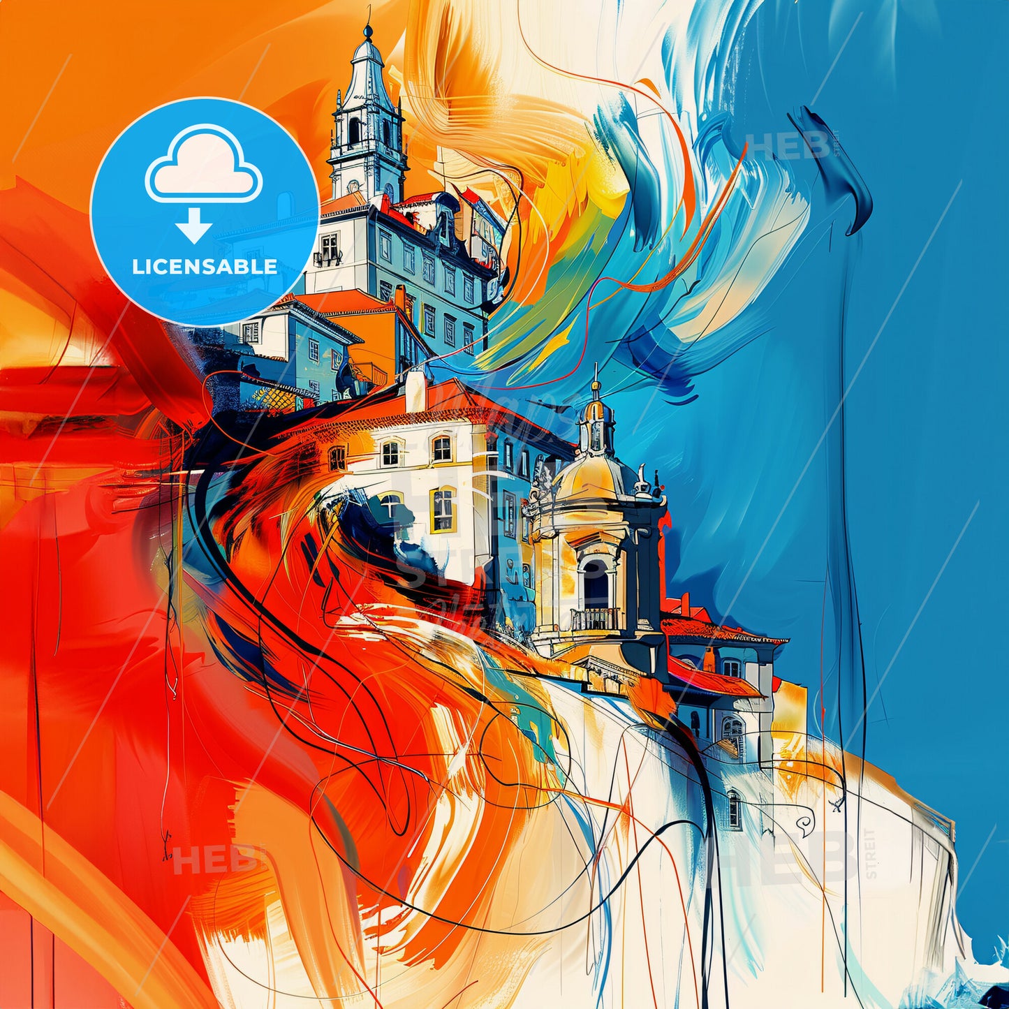 Vibrant Odivelas, Portugal - A Painting Of A Building