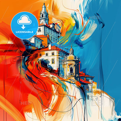 Vibrant Odivelas, Portugal - A Painting Of A Building