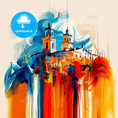 Vibrant Odivelas, Portugal - A Painting Of A Building With Colorful Paint