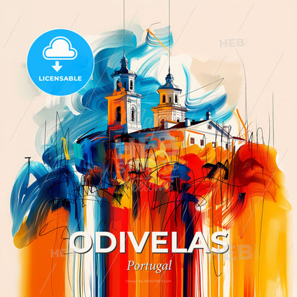 Vibrant Odivelas, Portugal - A Painting Of A Building With Colorful Paint - Square format print template