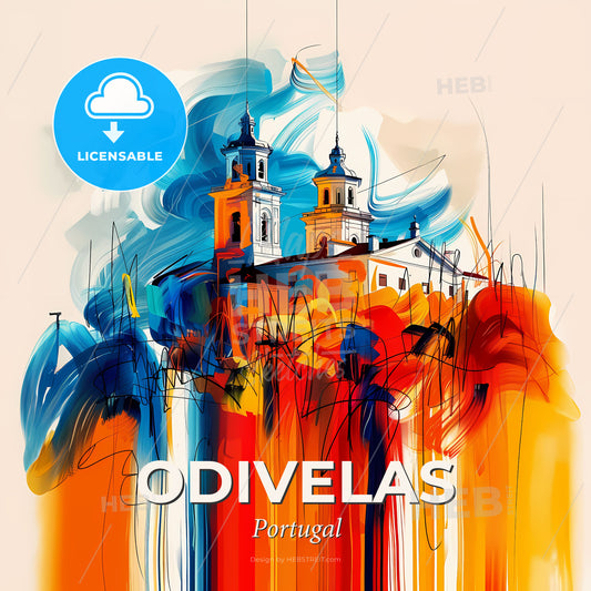 Vibrant Odivelas, Portugal - A Painting Of A Building With Colorful Paint - Square format print template