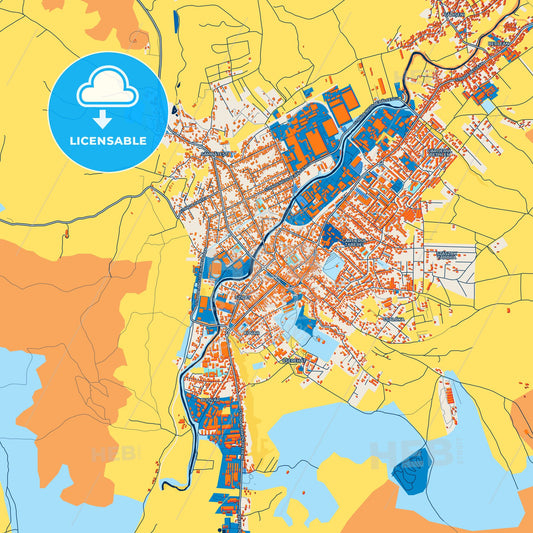 Colorful Odorheiu Secuiesc Street Map with Labels and Buildings