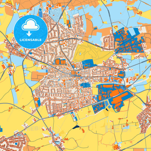 Colorful Oer-Erkenschwick Street Map with Labels and Buildings