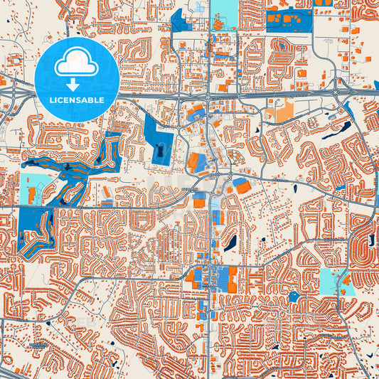 Colorful O Fallon Street Map with Labels and Buildings