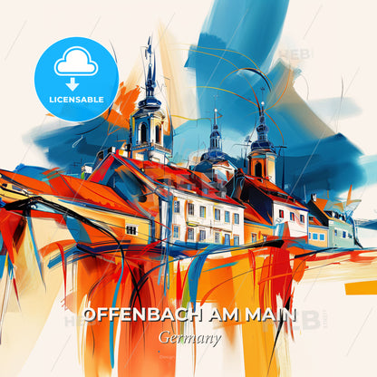Vibrant Offenbach Am Main, Germany - A Painting Of A Building With Towers And Steeples - Square format print template