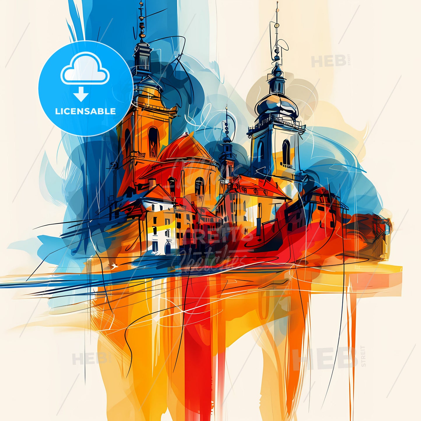 Vibrant Offenbach Am Main, Germany - A Colorful Painting Of A Building