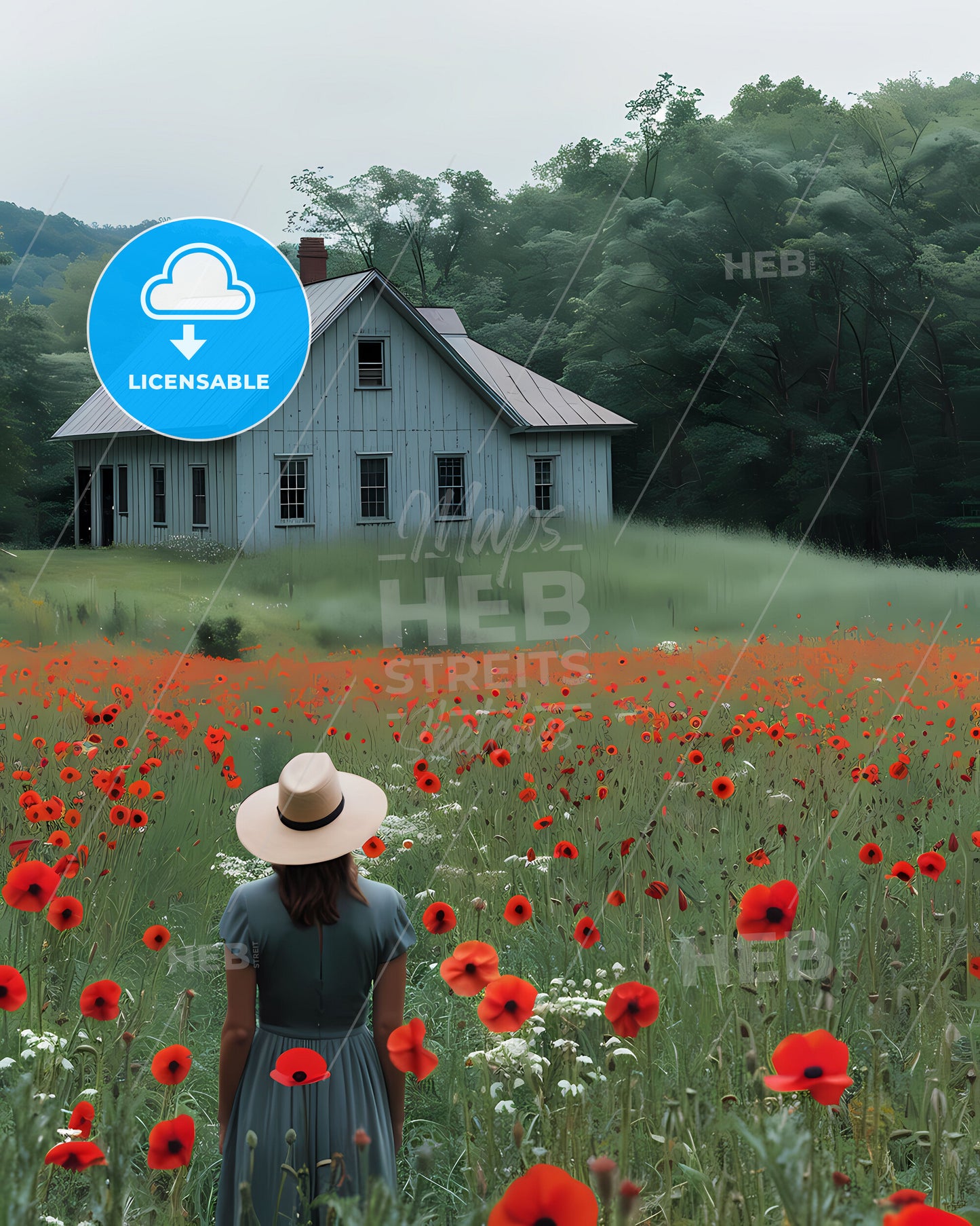 Vibrant Red Flowers Ohio United States Painting Woman Field Art Focus