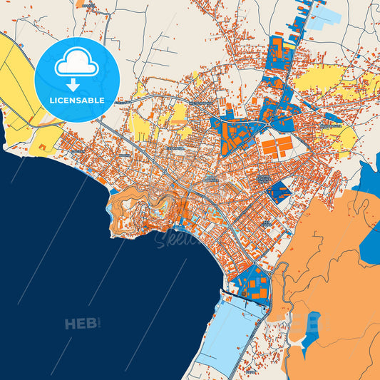Colorful Ohrid Street Map with Labels and Buildings
