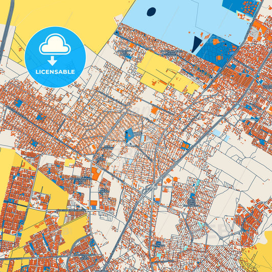 Colorful Ojo de Agua Street Map with Labels and Buildings