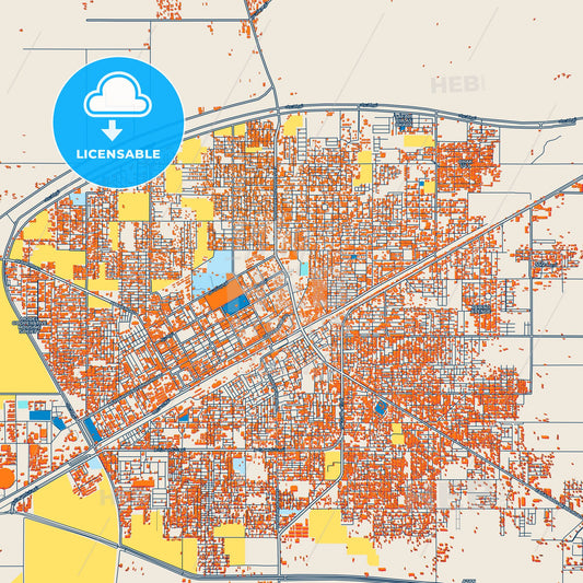 Colorful Okara Street Map with Labels and Buildings