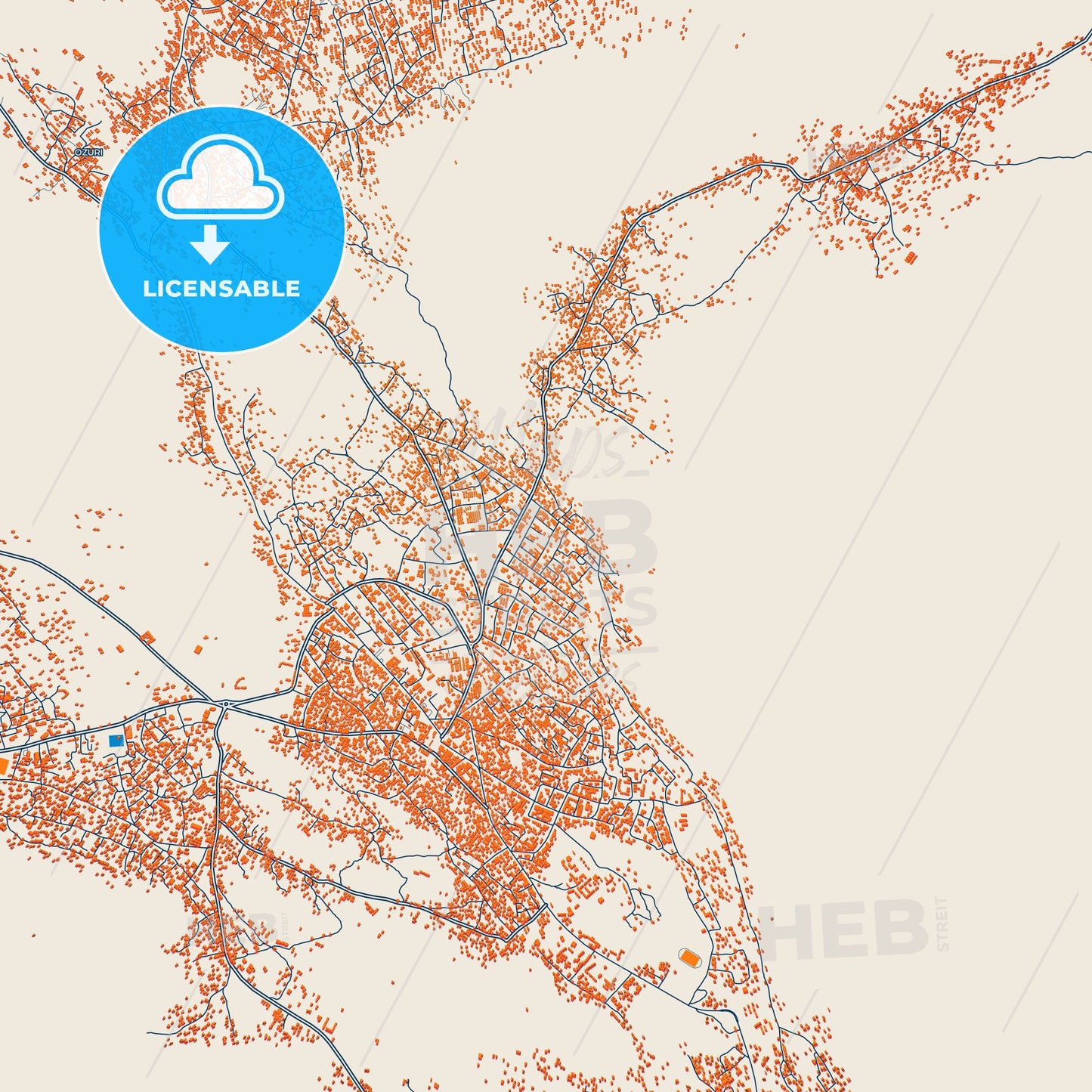 Colorful Okene Street Map with Labels and Buildings
