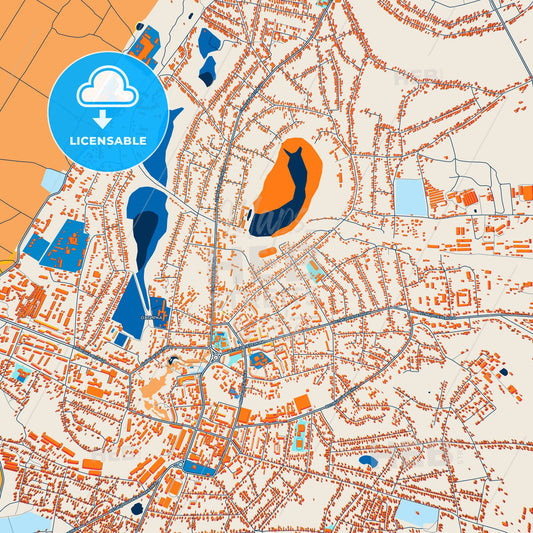 Colorful Okhtyrka Street Map with Labels and Buildings