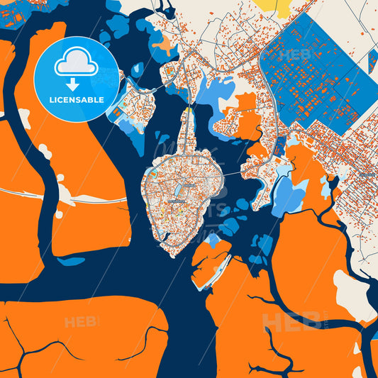 Colorful Okrika Street Map with Labels and Buildings