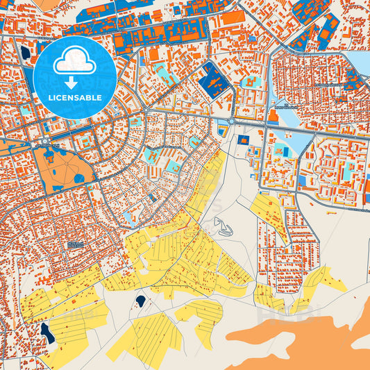 Colorful Oktyabrsky Street Map with Labels and Buildings