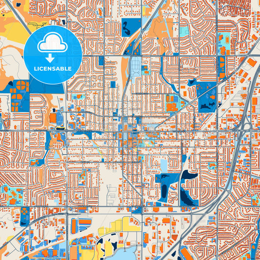 Colorful Olathe Street Map with Labels and Buildings