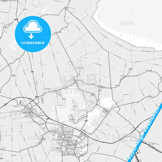 Oldambt, Netherlands light map with streetnames, citynames and districts