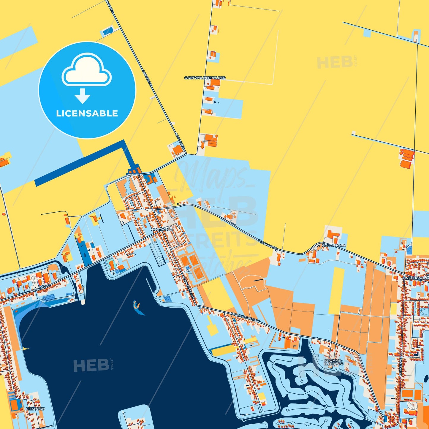 Colorful Oldambt Street Map with Labels and Buildings