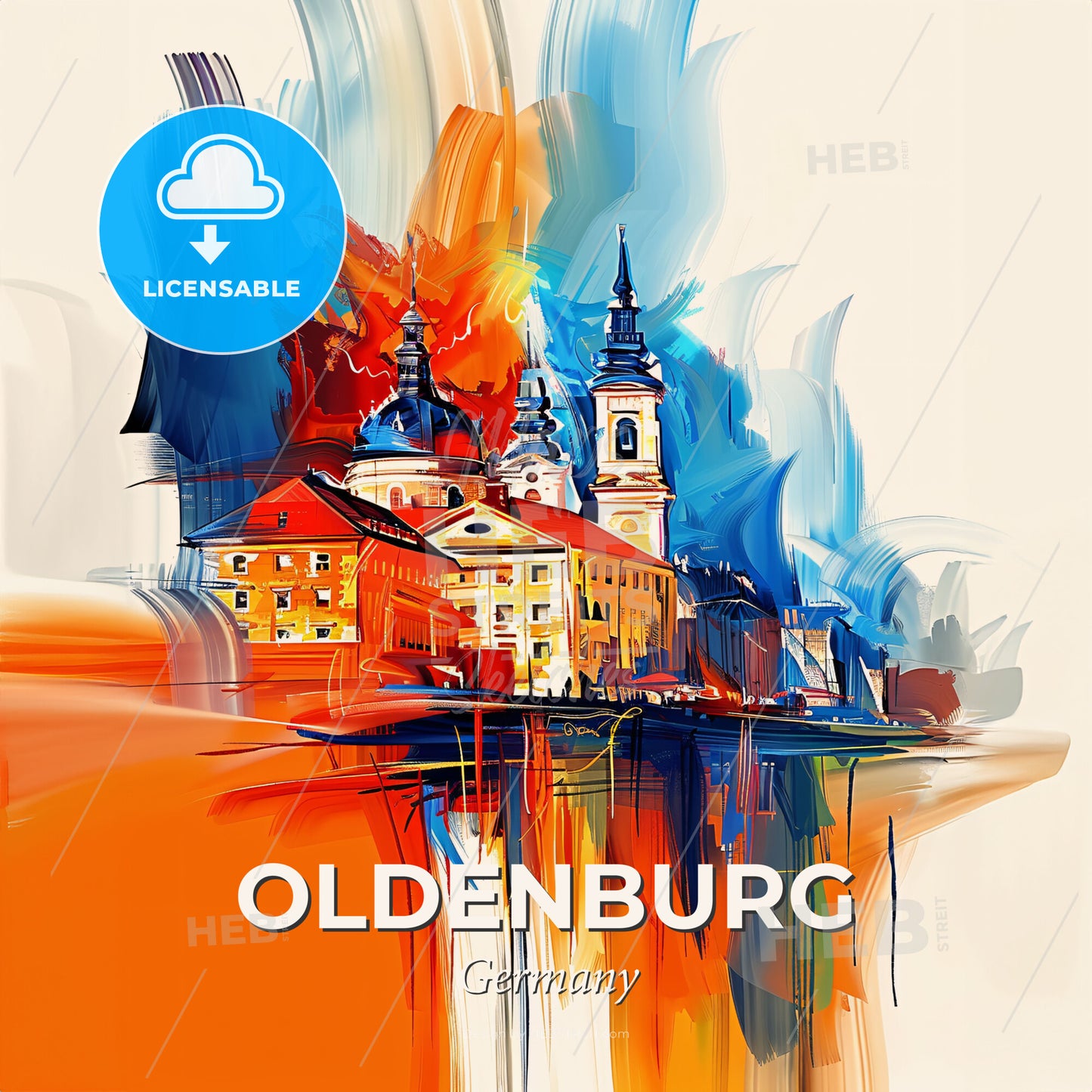 Vibrant Oldenburg, Germany - A Painting Of A Building - Square format print template