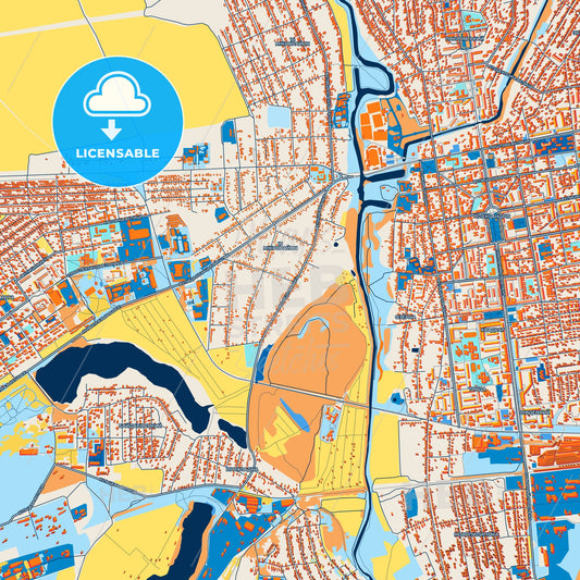 Colorful Oleksandriia Street Map with Labels and Buildings