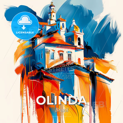 Vibrant Olinda, Brazil - A Painting Of A Building - Square format print template
